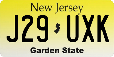NJ license plate J29UXK