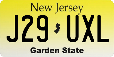 NJ license plate J29UXL