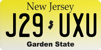 NJ license plate J29UXU