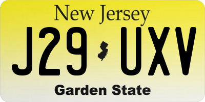 NJ license plate J29UXV