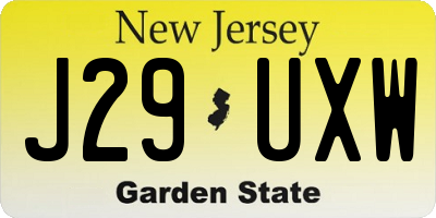 NJ license plate J29UXW