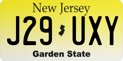 NJ license plate J29UXY