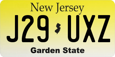 NJ license plate J29UXZ