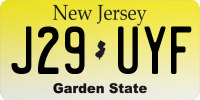 NJ license plate J29UYF