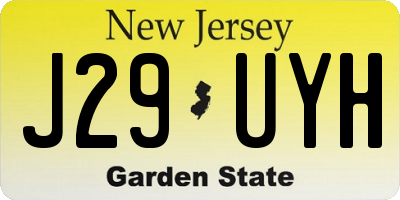 NJ license plate J29UYH