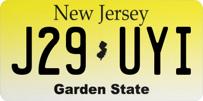 NJ license plate J29UYI