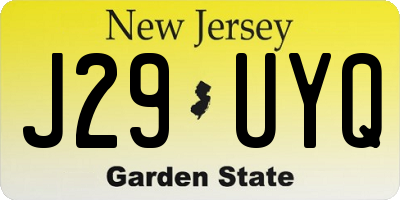 NJ license plate J29UYQ