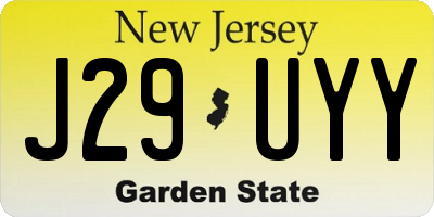 NJ license plate J29UYY