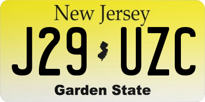 NJ license plate J29UZC