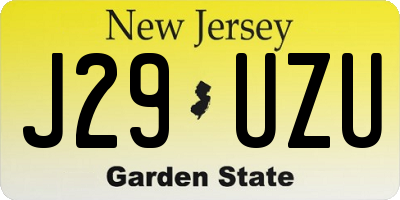 NJ license plate J29UZU