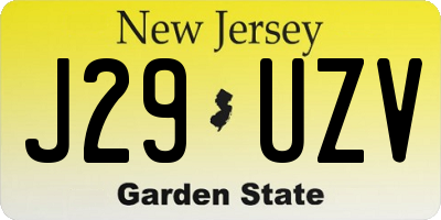 NJ license plate J29UZV