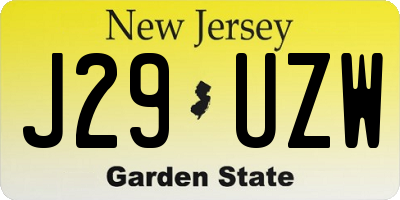 NJ license plate J29UZW