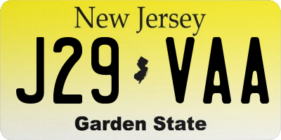NJ license plate J29VAA