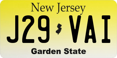 NJ license plate J29VAI