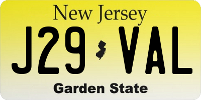 NJ license plate J29VAL