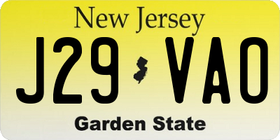NJ license plate J29VAO
