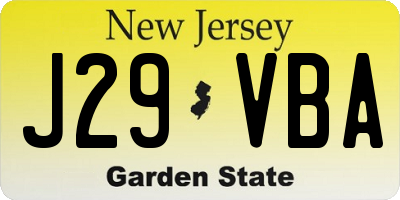 NJ license plate J29VBA