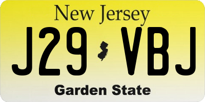 NJ license plate J29VBJ