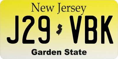 NJ license plate J29VBK