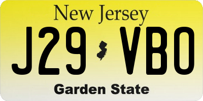 NJ license plate J29VBO