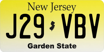NJ license plate J29VBV