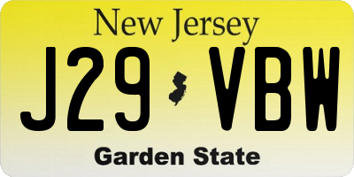 NJ license plate J29VBW