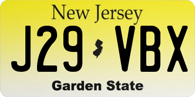 NJ license plate J29VBX