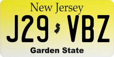 NJ license plate J29VBZ
