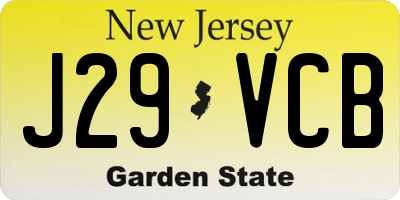 NJ license plate J29VCB