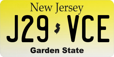 NJ license plate J29VCE