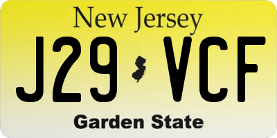 NJ license plate J29VCF