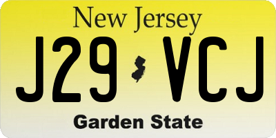 NJ license plate J29VCJ