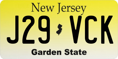 NJ license plate J29VCK