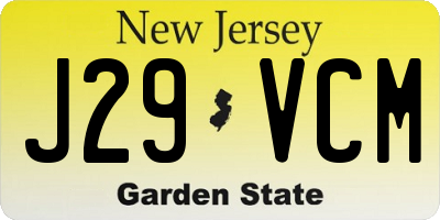 NJ license plate J29VCM