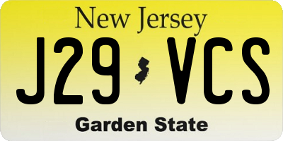 NJ license plate J29VCS