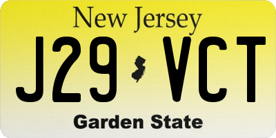 NJ license plate J29VCT