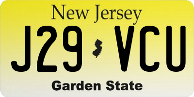NJ license plate J29VCU