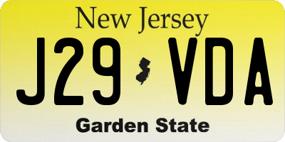NJ license plate J29VDA