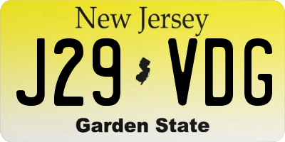 NJ license plate J29VDG