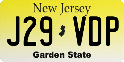 NJ license plate J29VDP