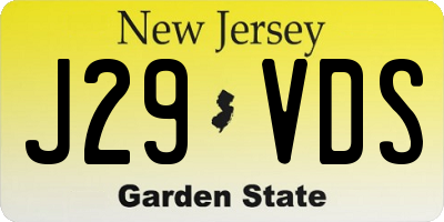 NJ license plate J29VDS