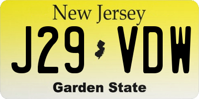 NJ license plate J29VDW