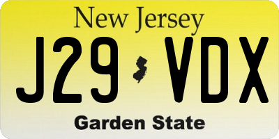 NJ license plate J29VDX