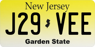 NJ license plate J29VEE