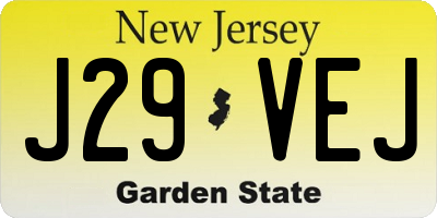 NJ license plate J29VEJ