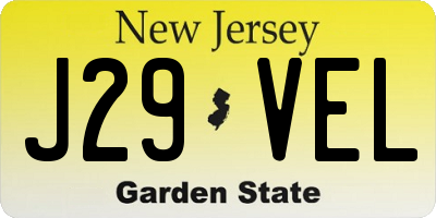 NJ license plate J29VEL
