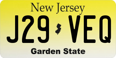 NJ license plate J29VEQ