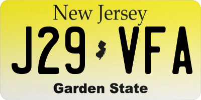 NJ license plate J29VFA