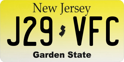 NJ license plate J29VFC