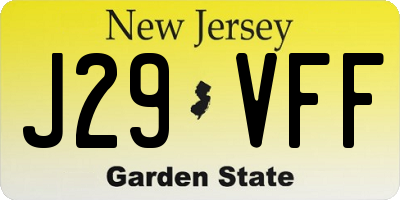 NJ license plate J29VFF